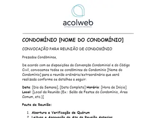 Modelo de Texto de Convocação para Reunião de Condomínio